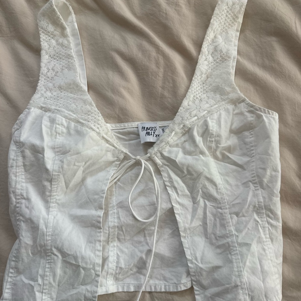Princess Polly White Lace tie top
